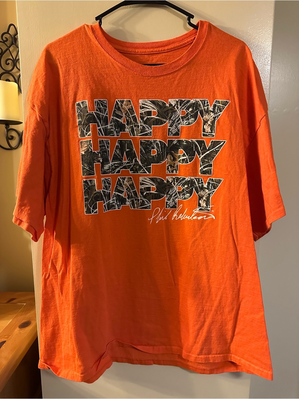 Phil Robertson Orange 'Happy' Short Sleeve Graphic Tee